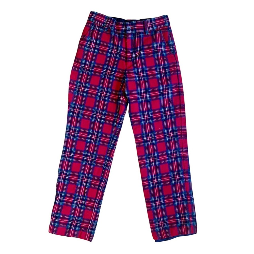 Janie and Jack The Tartan Pant Plaid Wool Trousers Boys Size 10 Holiday Red EUC